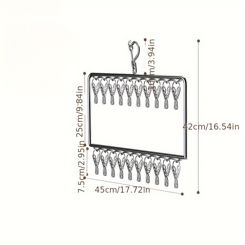 Organizador de acero inoxidable de 2 niveles con clips para almacenamiento de sombreros, calcetines y ropa interior
