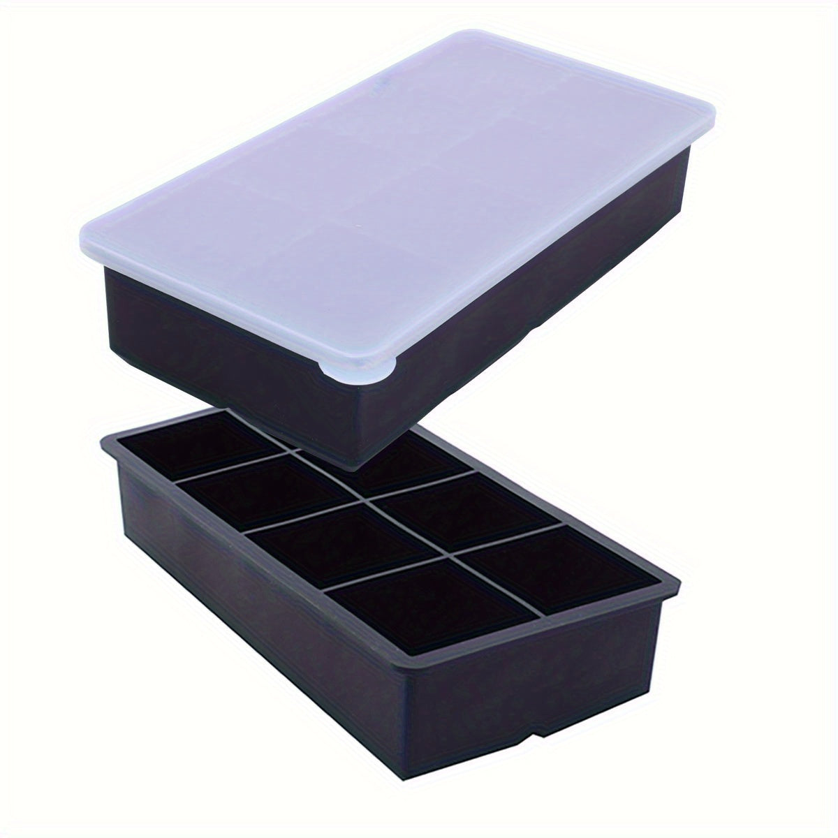 Silicone Ice Cube Molds 8 Large Compartments with Lids for Cocktails and Beverages