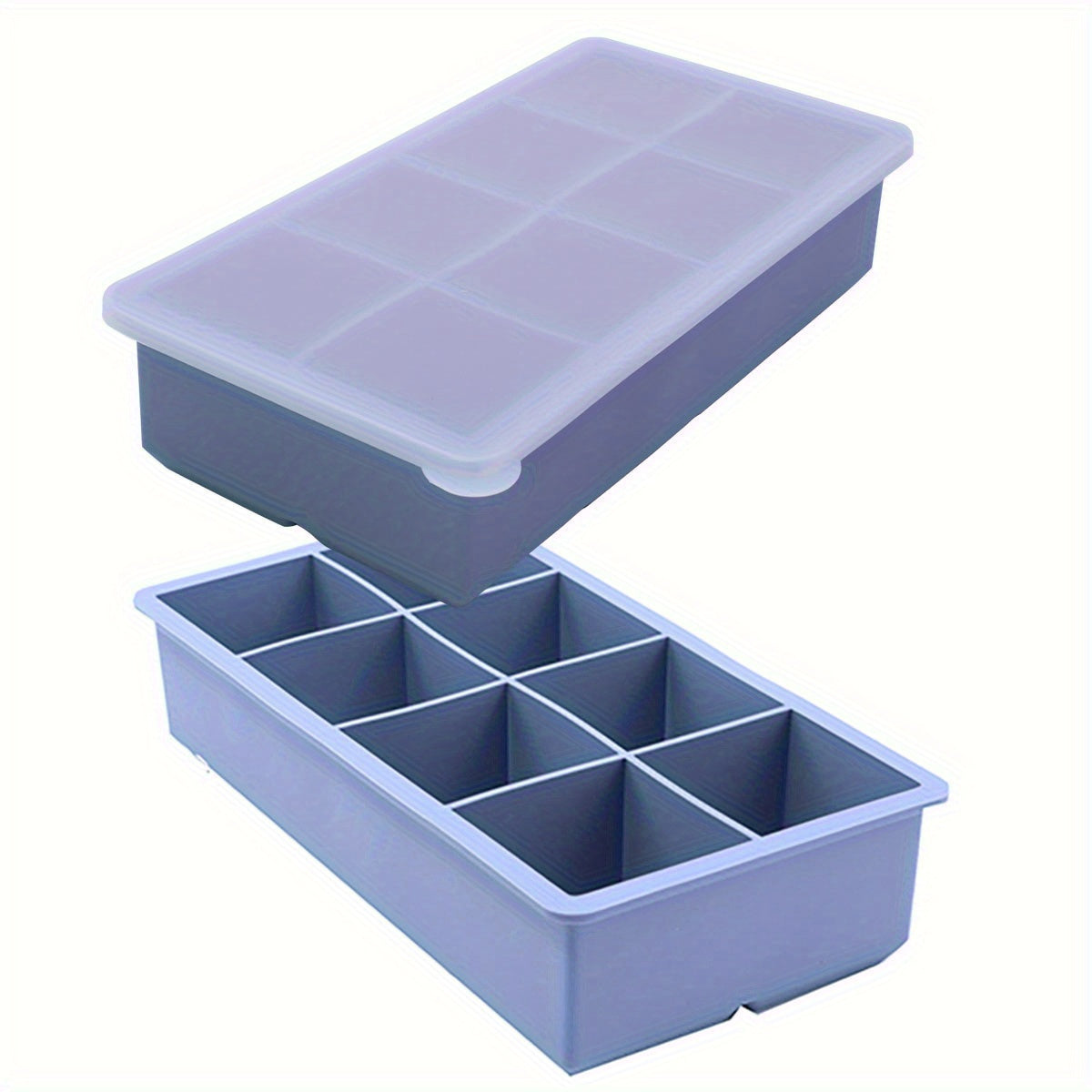 Silicone Ice Cube Molds 8 Large Compartments with Lids for Cocktails and Beverages