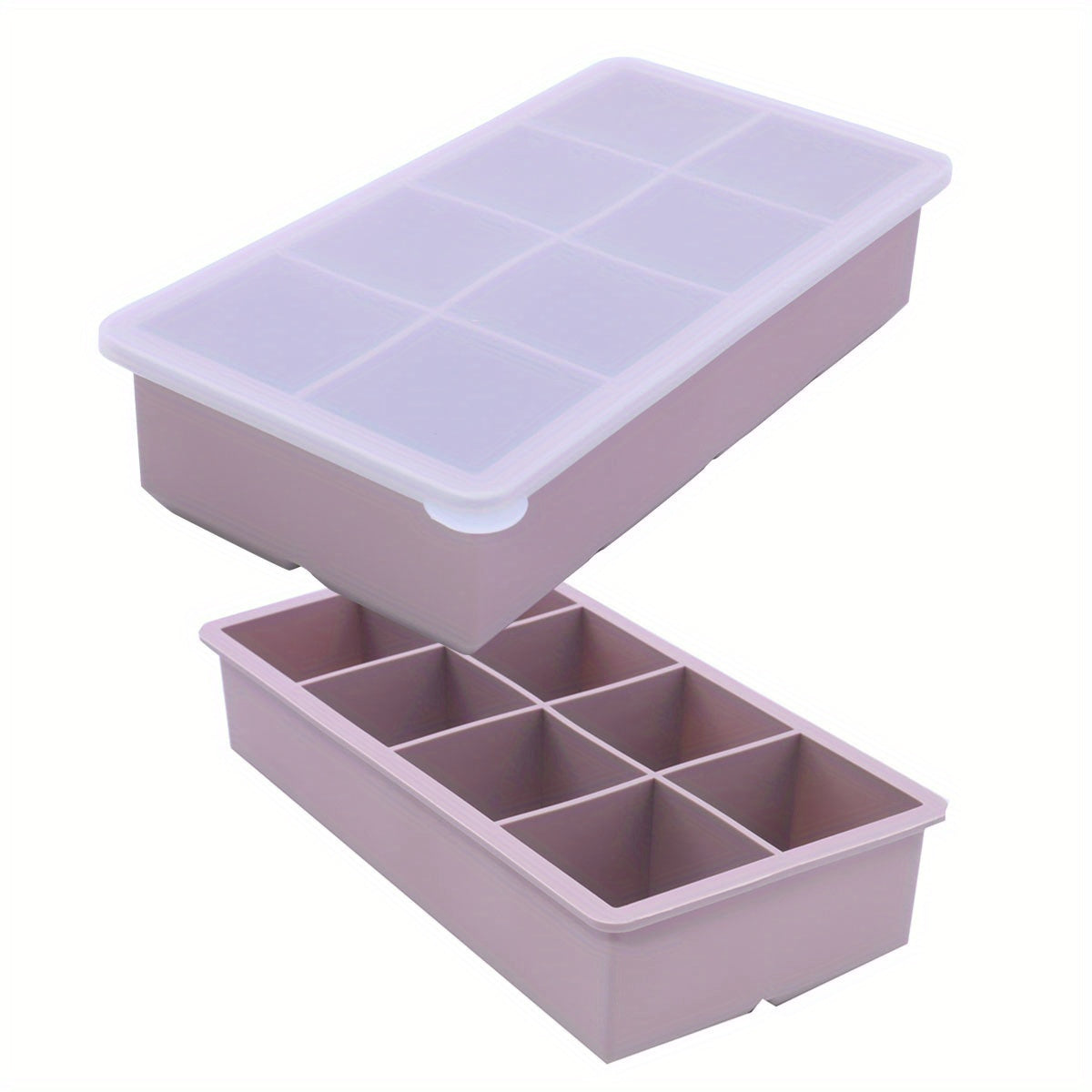 Silicone Ice Cube Molds 8 Large Compartments with Lids for Cocktails and Beverages