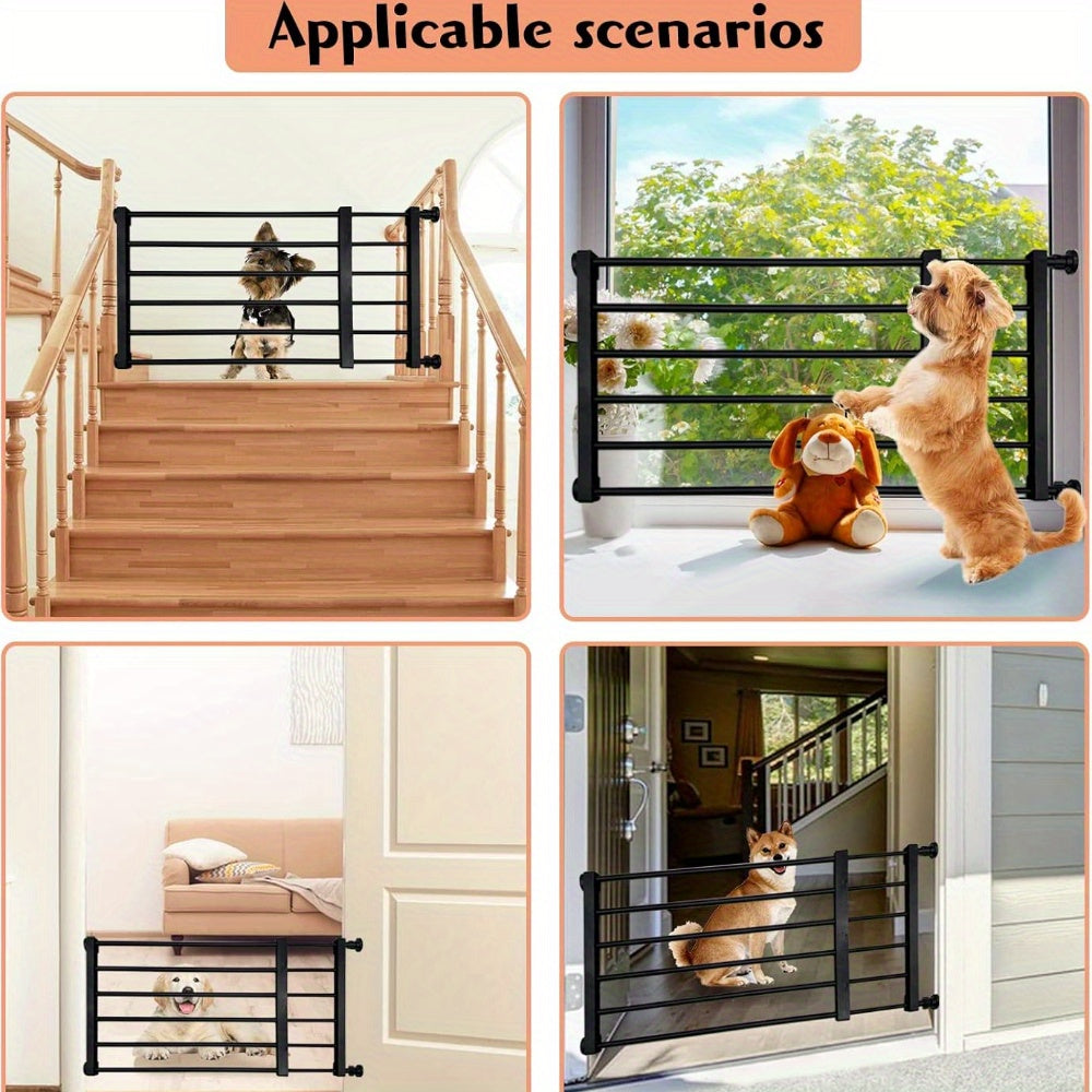 Adjustable Pet Gate for Dogs and Cats with Carbon Steel Frame for Doorways and Stairs
