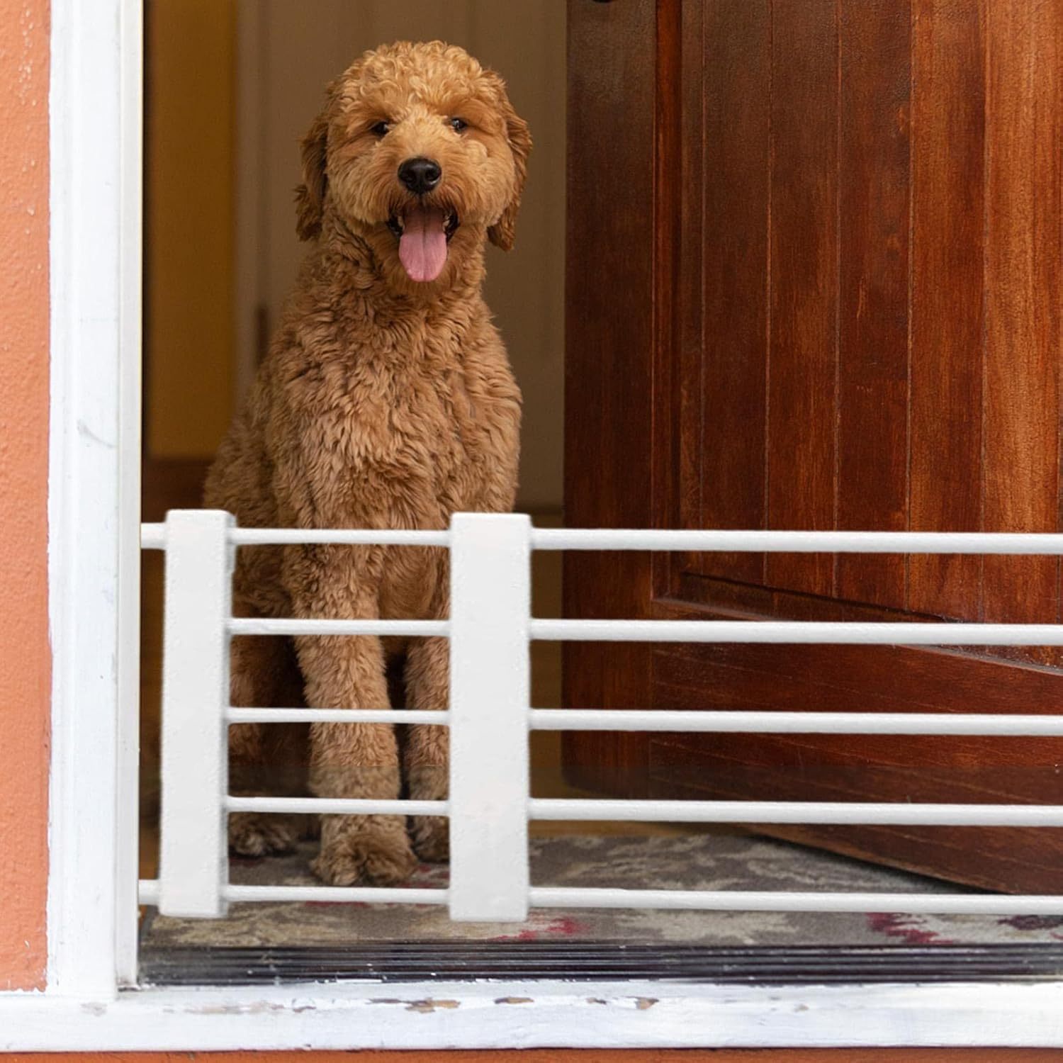 Adjustable Pet Gate for Dogs and Cats with Carbon Steel Frame for Doorways and Stairs