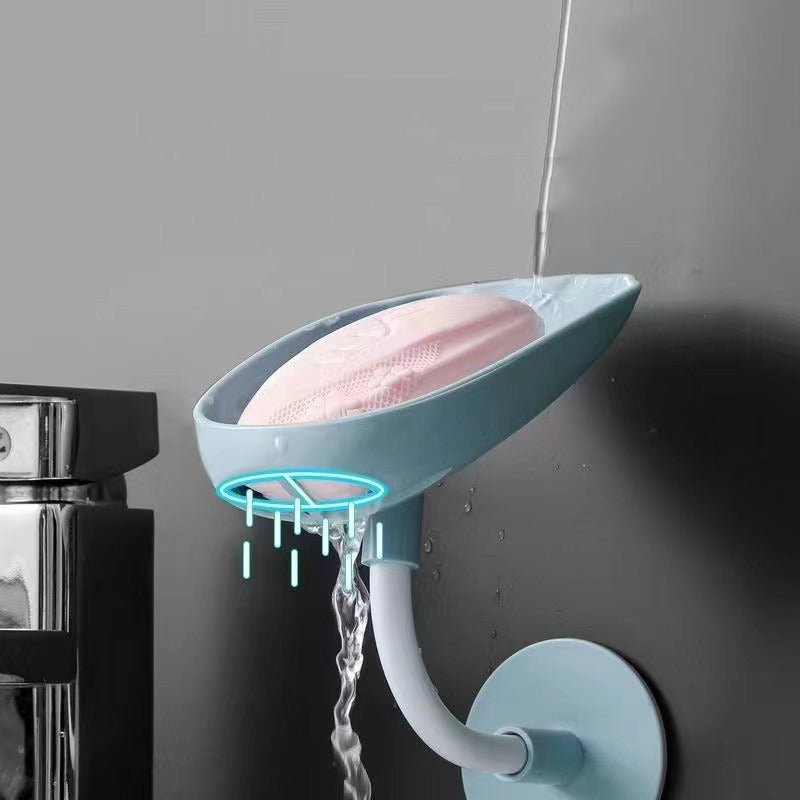 Wall-Mounted Self-Draining Soap Dish with Lotus Leaf Design Plastic Bathroom Kitchen