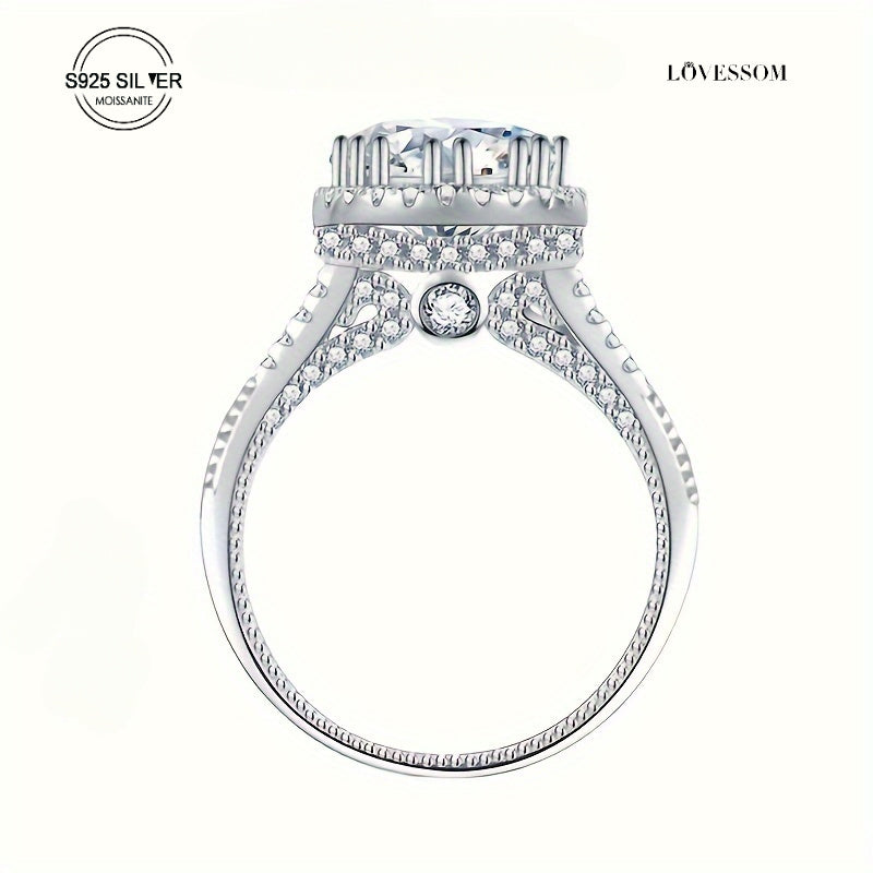 Sterling Silver Moissanite Engagement Ring 2 Carat Round Cut for Women