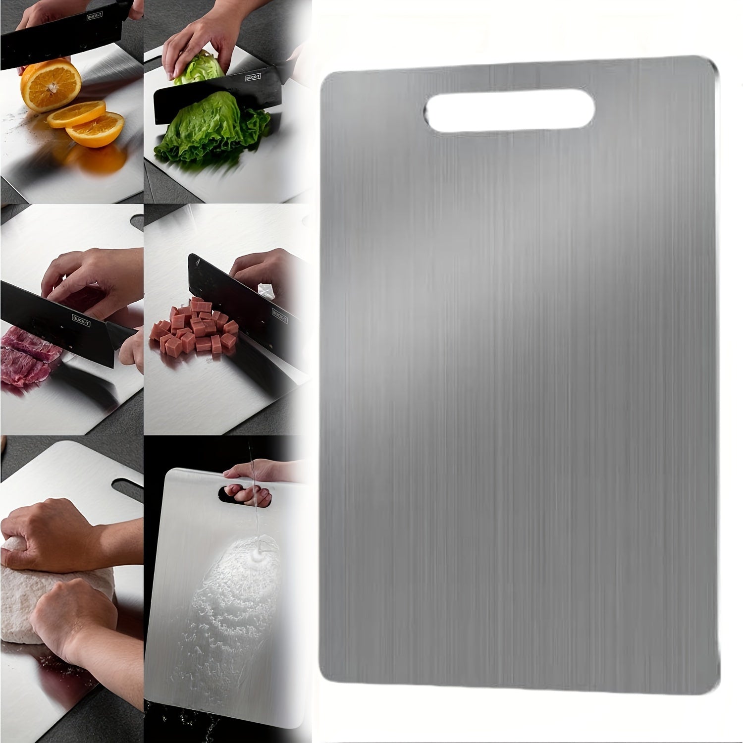 304 Stainless Steel Kitchen Cutting Board Dual-Sided Food Safe Easy to Clean
