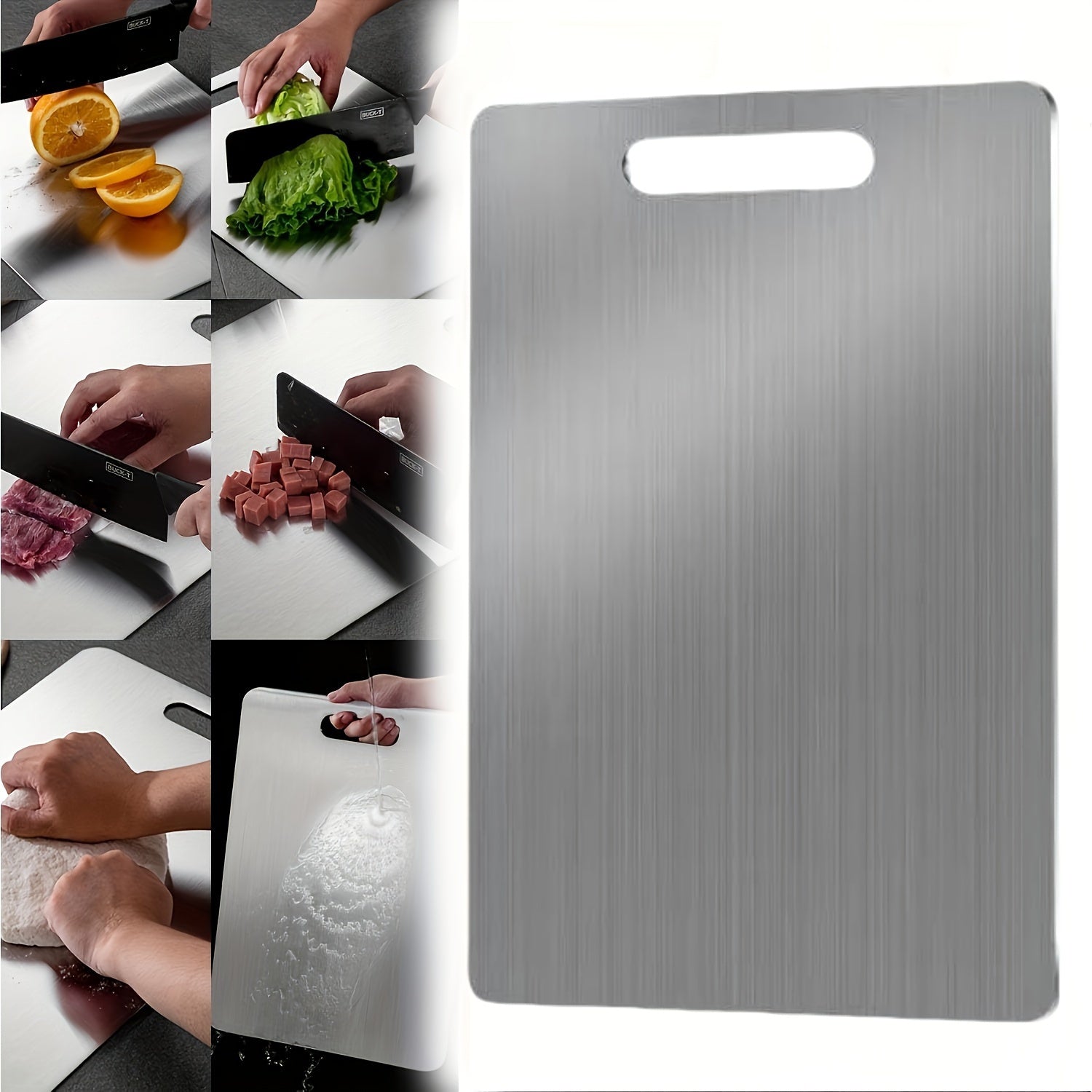 304 Stainless Steel Kitchen Cutting Board Dual-Sided Food Safe Easy to Clean