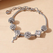Women's Boho Silver Plated Rhinestone Love Beads Bracelet for Parties and Gifting