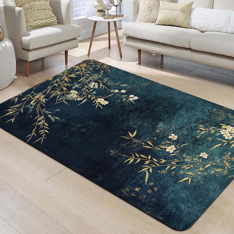 Rectangular Floral Entryway Rug 8mm Thick Machine Washable Multiple Sizes
