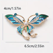Vintage Style Enamel and Diamond Butterfly Brooch Pin Irregular Rhinestone Jewelry for Women