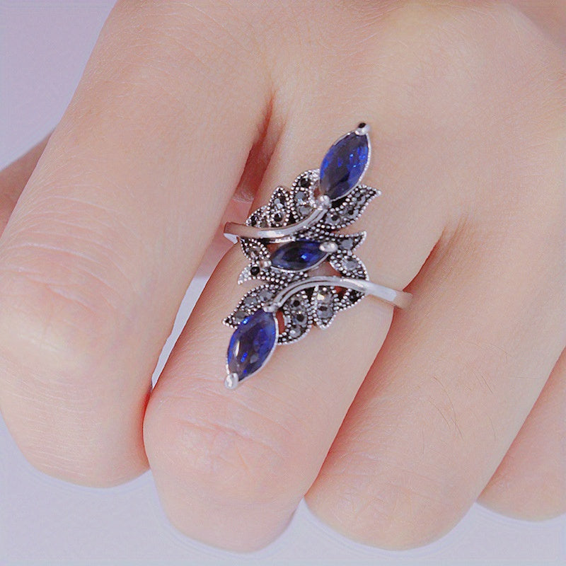 Women’s Blue Zirconia Silver-Plated Ring for Engagement and Everyday Wear