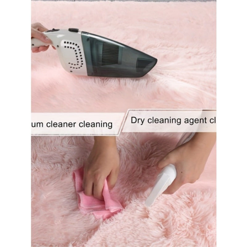 Light Blue Faux Fur Area Rug Plush Polyester Non-Slip Mat for Bedroom Living Room