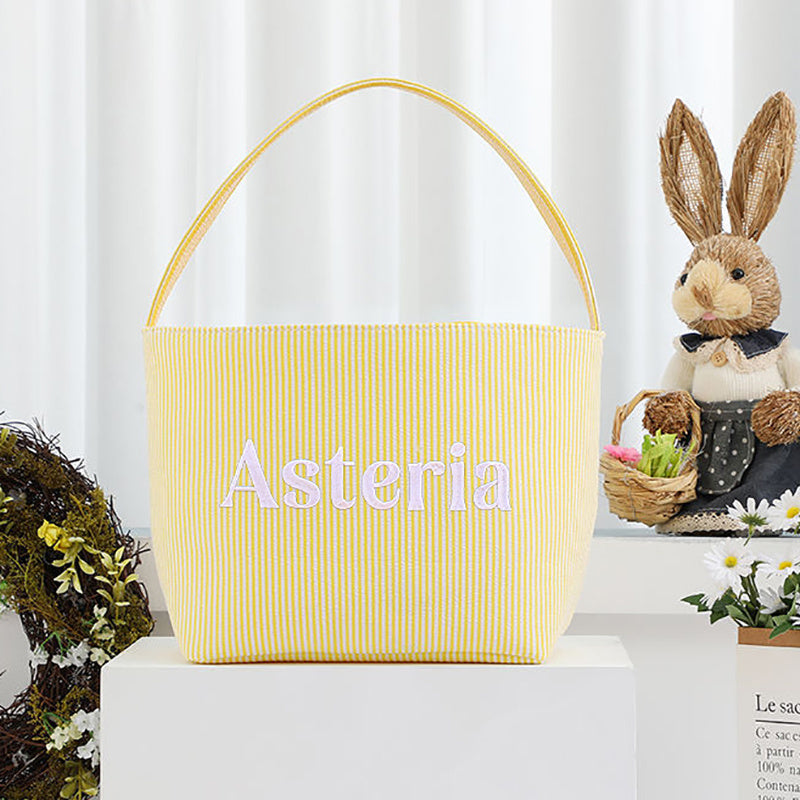 Custom Easter Bunny Tote Bag with Embroidery, Durable Polyester, Foldable