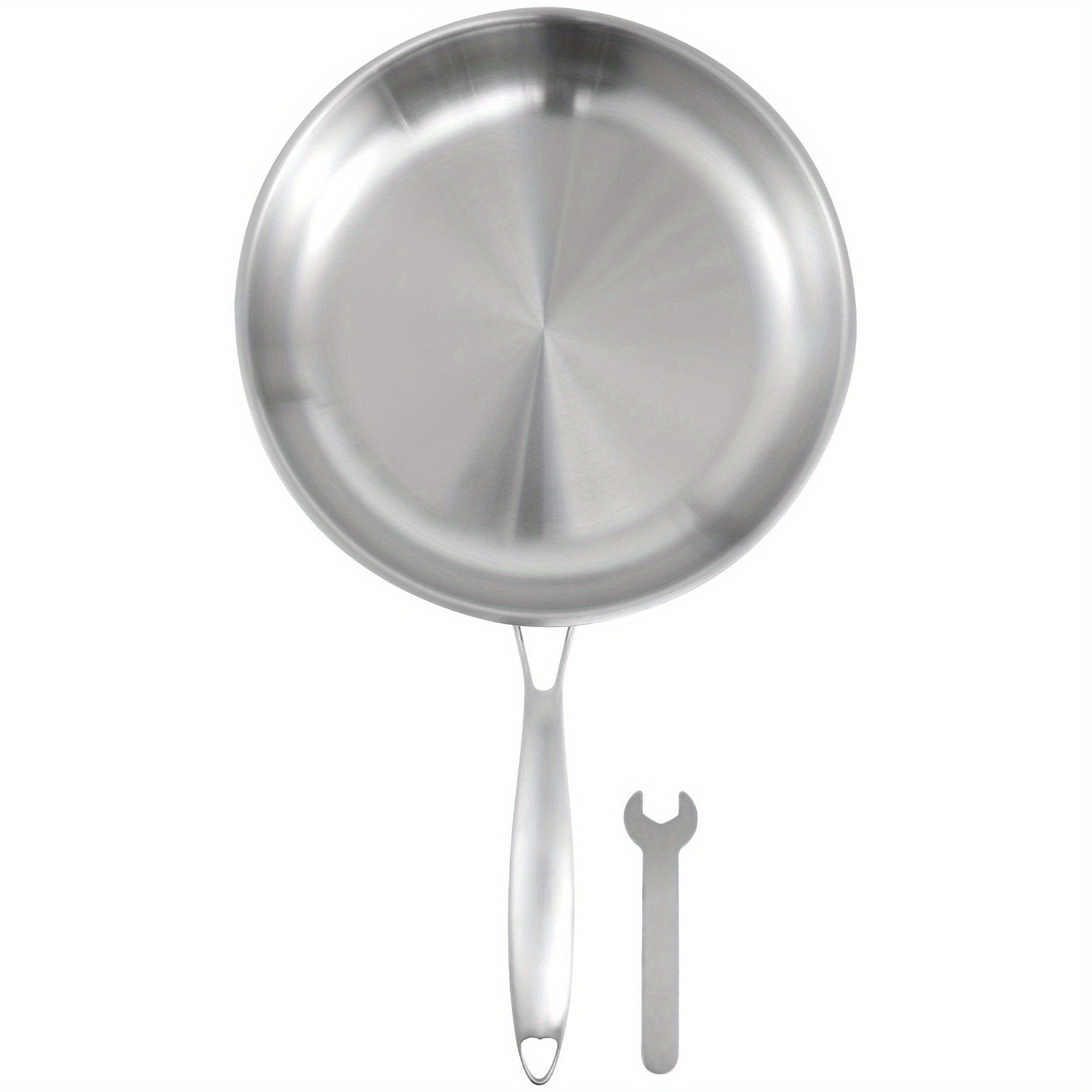 Stainless Steel Frying Pan with Detachable Handle for Even Heating and Home Cooking