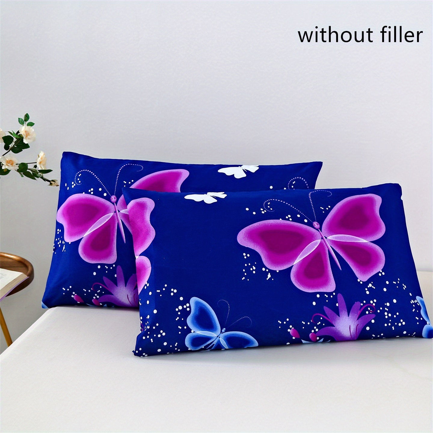 Two Butterfly Print Pillowcases Set Breathable Soft Skin-Friendly 2 Pack