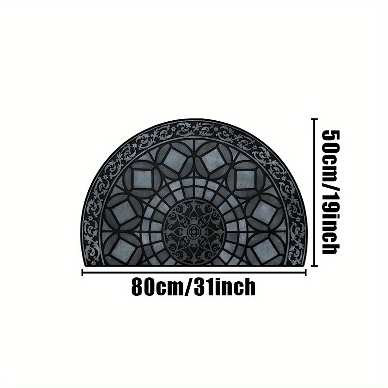 Crystal Velvet Semicircle Welcome Mat Non-Slip Door Bedroom Balcony Carpet