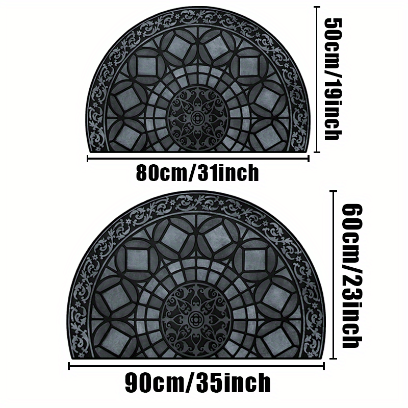 Crystal Velvet Semicircle Welcome Mat Non-Slip Door Bedroom Balcony Carpet