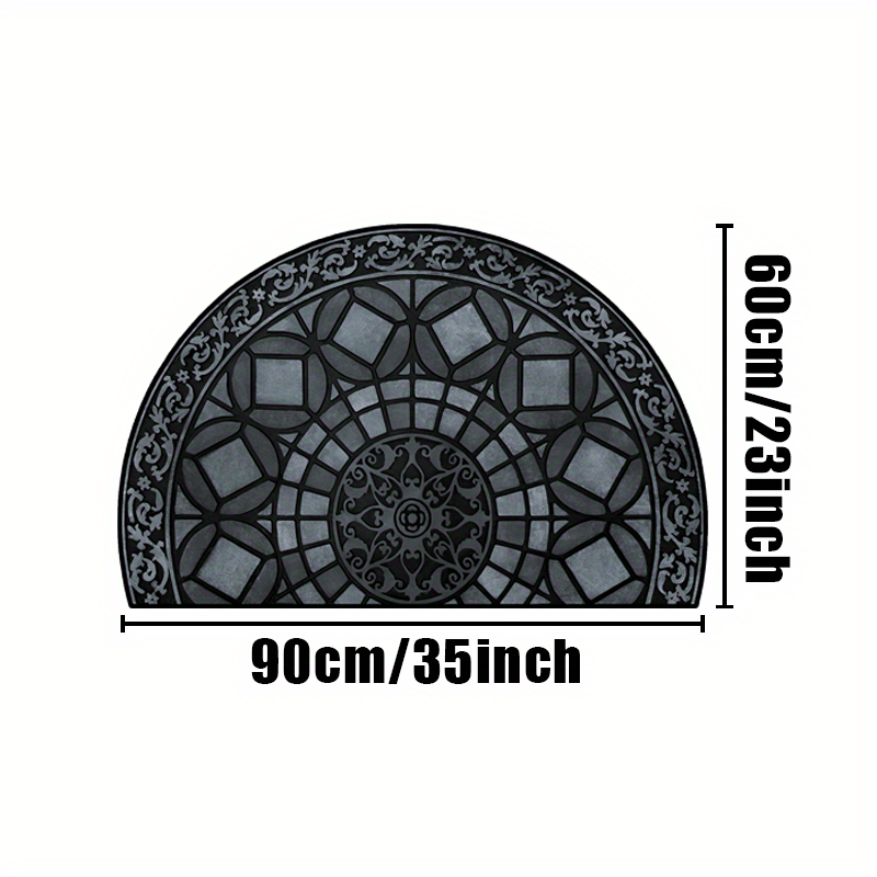 Crystal Velvet Semicircle Welcome Mat Non-Slip Door Bedroom Balcony Carpet