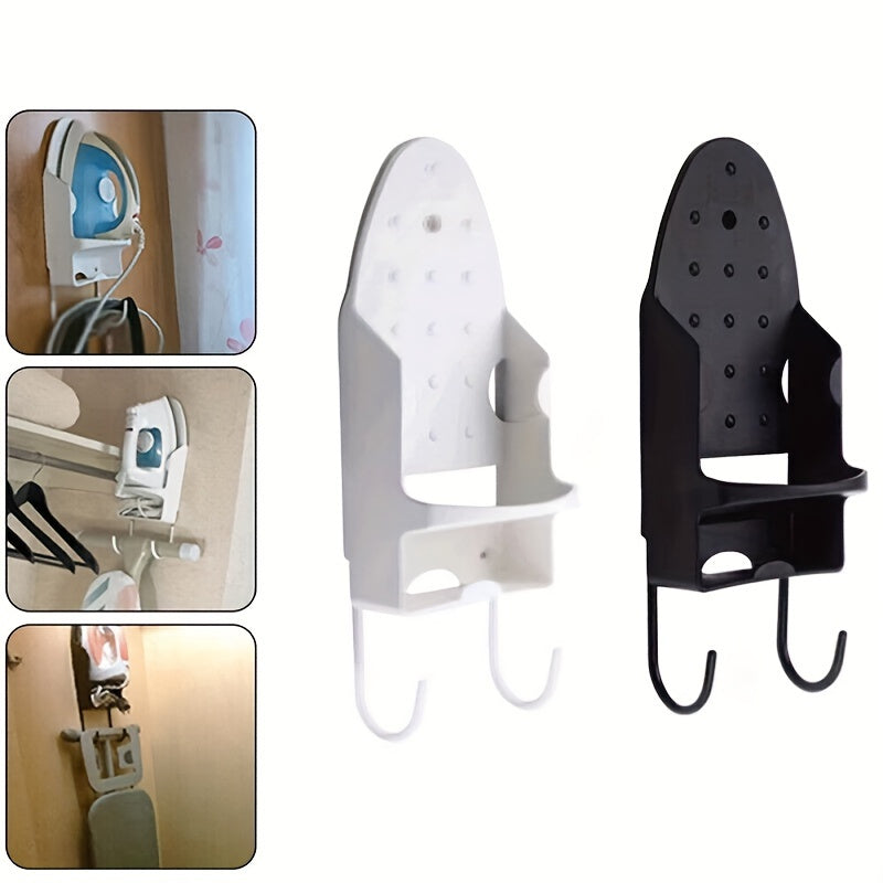 Stainless Steel Wall-Mounted Storage Rack for Iron and Hair Dryer with Hooks