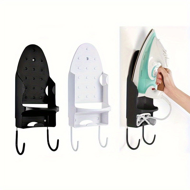 Stainless Steel Wall-Mounted Storage Rack for Iron and Hair Dryer with Hooks