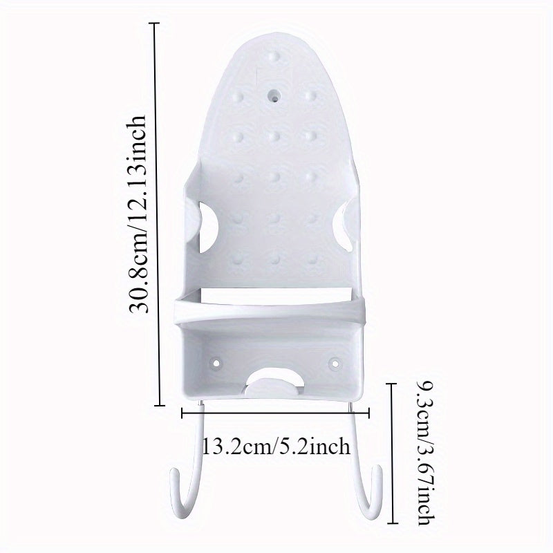 Stainless Steel Wall-Mounted Storage Rack for Iron and Hair Dryer with Hooks