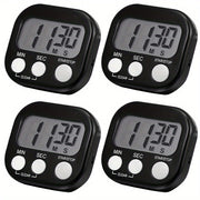 Temporizador digital de cocina de 4 piezas con respaldo magnético que cuenta minutos y segundos para cocinar, hornear, deportes, juegos y uso en oficina