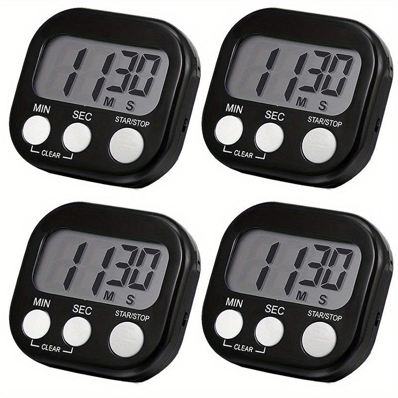 Temporizador digital de cocina de 4 piezas con respaldo magnético que cuenta minutos y segundos para cocinar, hornear, deportes, juegos y uso en oficina