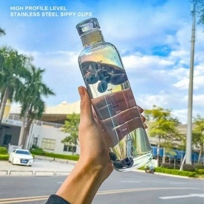 500 мл спортивная бутылка для воды с отметкой времени, герметичная, без BPA, из пластика