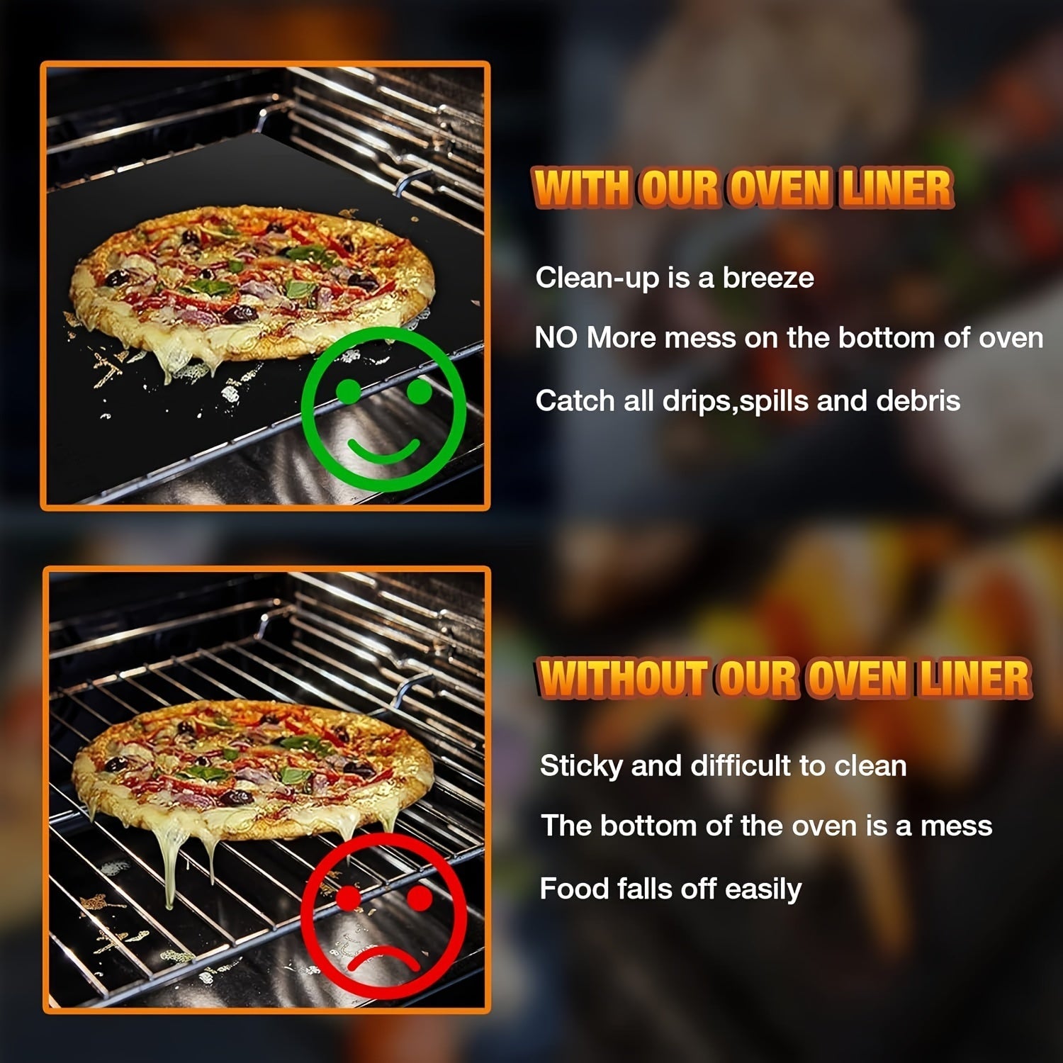 Extra Thick Non-Stick Reusable Oven Liner Mat for Electric and Gas Ovens