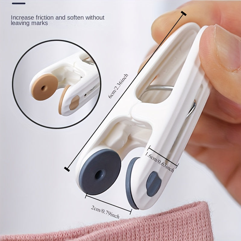 Pack of 12 Plastic Clothespins with Soft Grip Non-Slip Clamps for Laundry