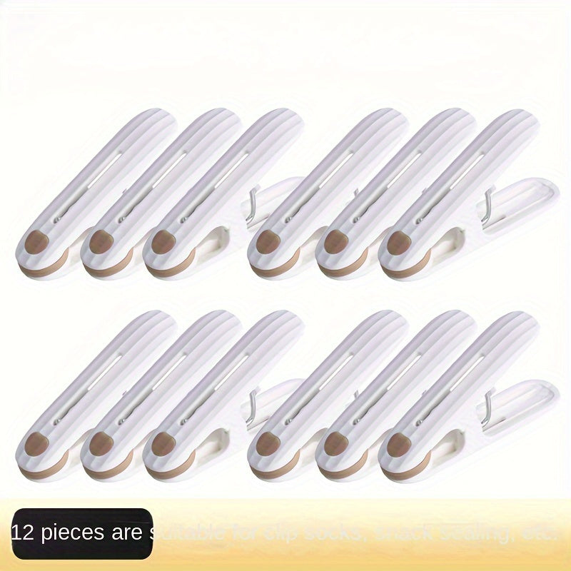 Pack of 12 Plastic Clothespins with Soft Grip Non-Slip Clamps for Laundry