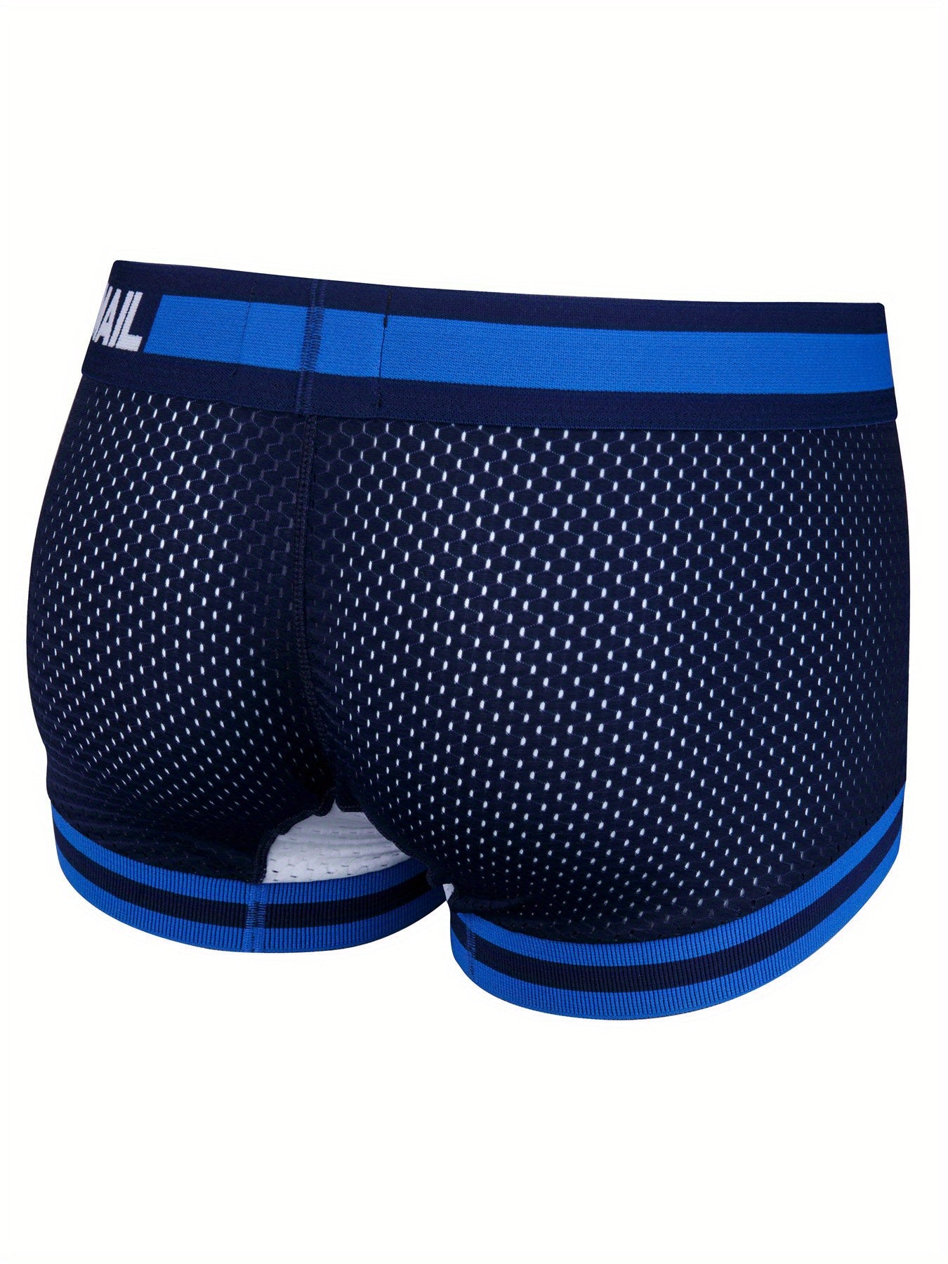 Men's Boxer Briefs Set of 3 Black White Blue Low Waist Breathable Mesh Color Block
