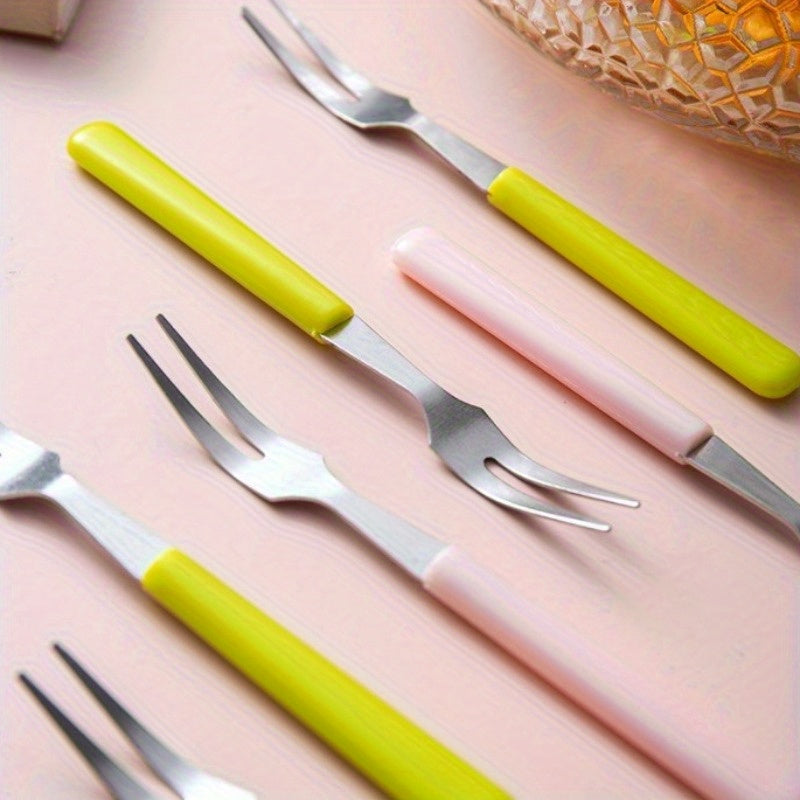 Set of 10 Stainless Steel Fruit Forks for Dessert Cake and Fruit
