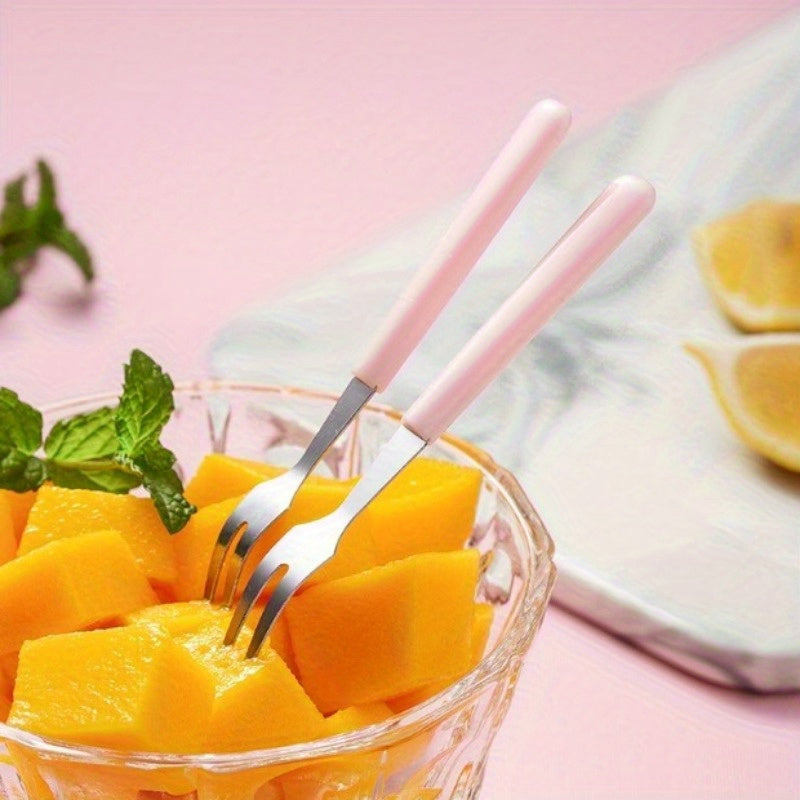 Set of 10 Stainless Steel Fruit Forks for Dessert Cake and Fruit