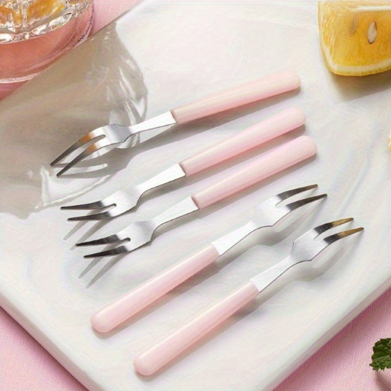 Set of 10 Stainless Steel Fruit Forks for Dessert Cake and Fruit