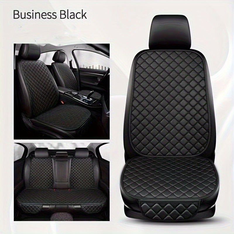 Luxury PU Leather Car Seat Cushion Set with Diamond Embroidery Non-Slip All-Season Full 7-Piece