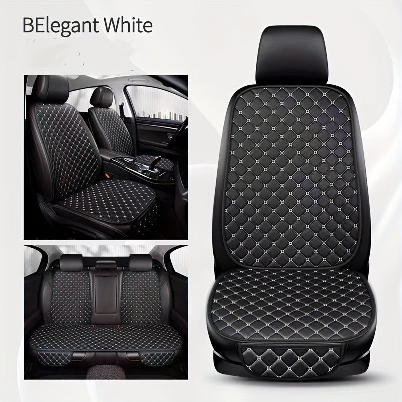 Luxury PU Leather Car Seat Cushion Set with Diamond Embroidery Non-Slip All-Season Full 7-Piece