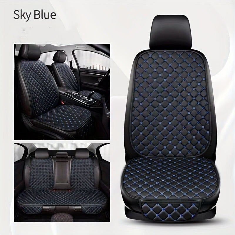 Luxury PU Leather Car Seat Cushion Set with Diamond Embroidery Non-Slip All-Season Full 7-Piece