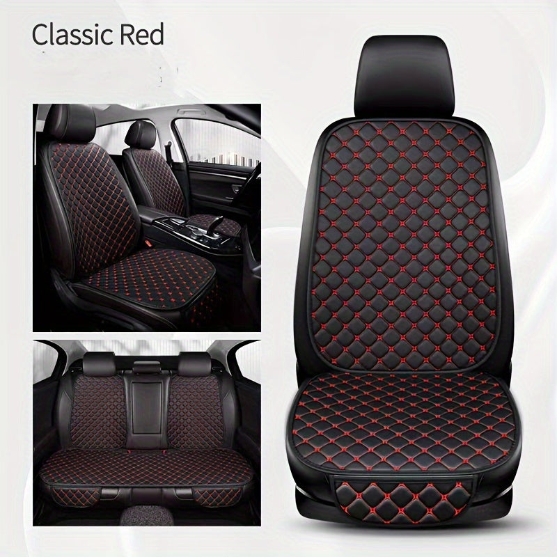 Luxury PU Leather Car Seat Cushion Set with Diamond Embroidery Non-Slip All-Season Full 7-Piece