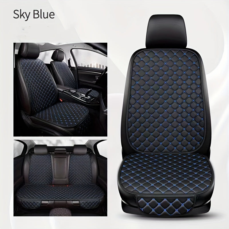 Luxury PU Leather Car Seat Cushion Set with Diamond Embroidery Non-Slip All-Season Full 7-Piece