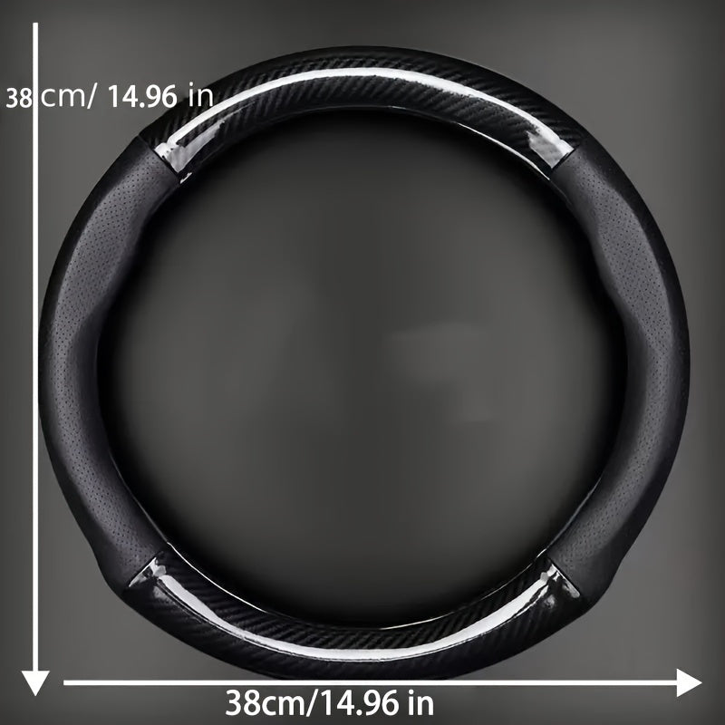 Дышащая кожаная накладка на руль из PU с узором из углеродного волокна, противоскользящая спортивная рукоятка, подходит для всех сезонов