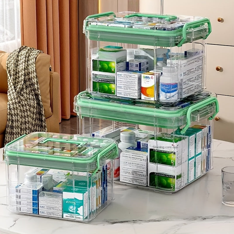 Transparent Acrylic Medicine Organizer with Multiple Layers for Home and Emergency Pill Storage