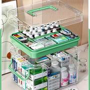 Transparent Acrylic Medicine Organizer with Multiple Layers for Home and Emergency Pill Storage
