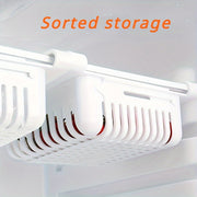 Meva, sabzavotlar, tuxumlar uchun sozlanadigan, tortib olinadigan muzlatgich polkasi tashkilotchisi