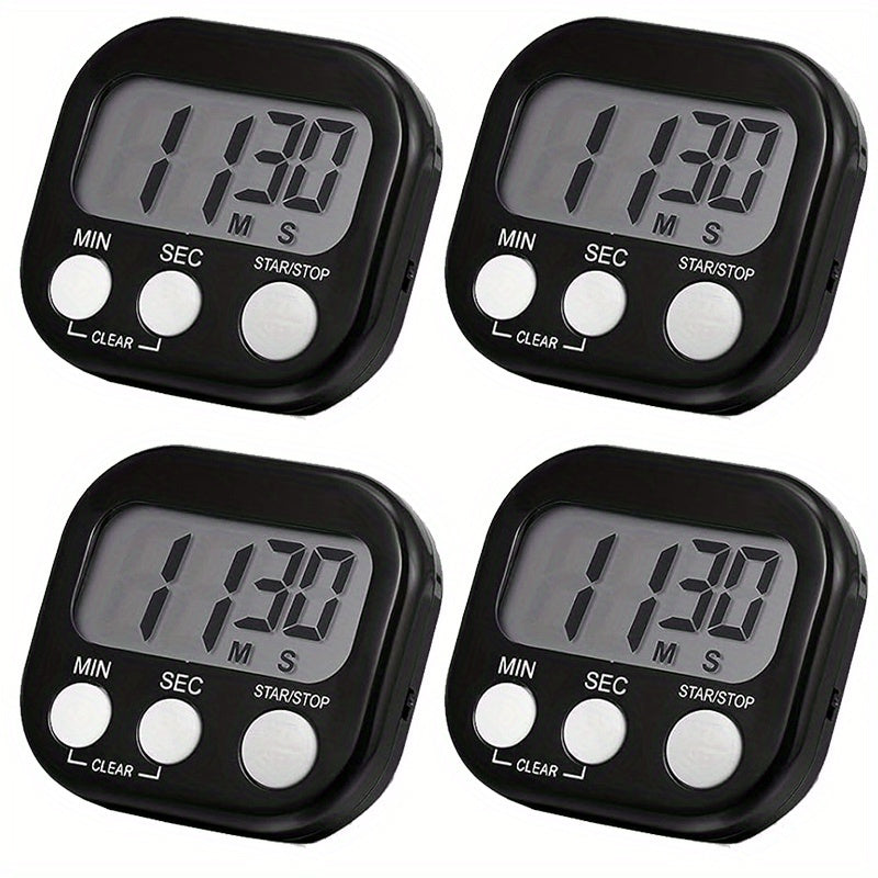 2/4 шт. магнитных цифровых кухонных таймеров с большим ЖК-дисплеем для готовки, выпечки, упражнений