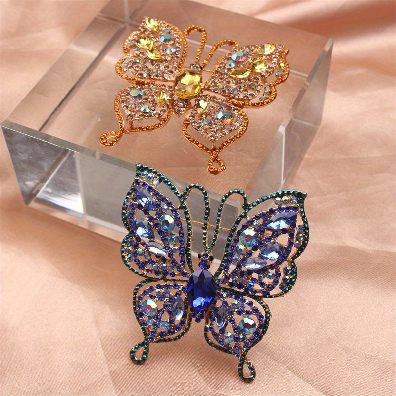 Rhinestone Butterfly Brooch for Women Jewelry Elegant Inlaid Design Gift Accessory