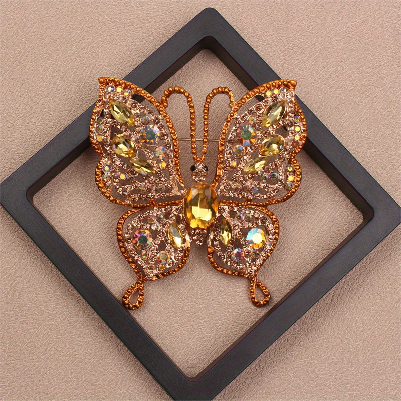 Rhinestone Butterfly Brooch for Women Jewelry Elegant Inlaid Design Gift Accessory