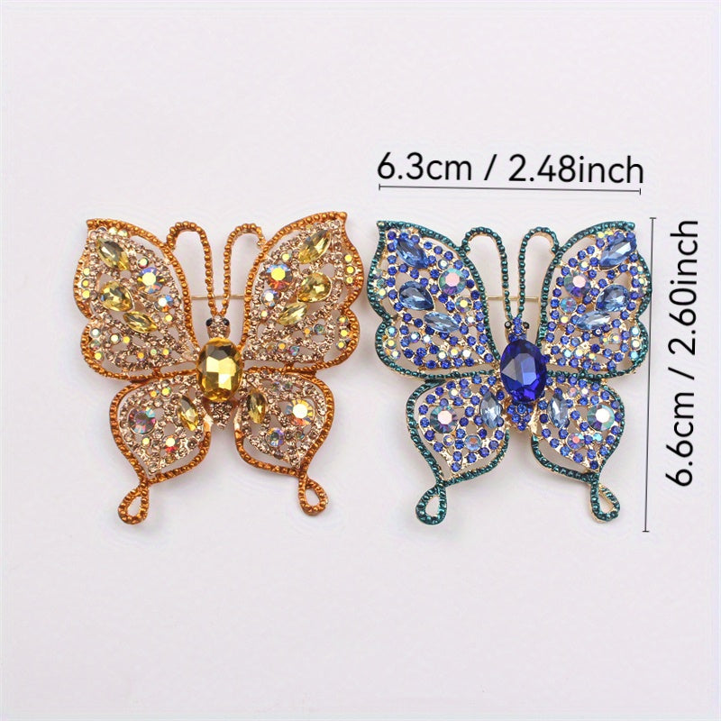 Rhinestone Butterfly Brooch for Women Jewelry Elegant Inlaid Design Gift Accessory