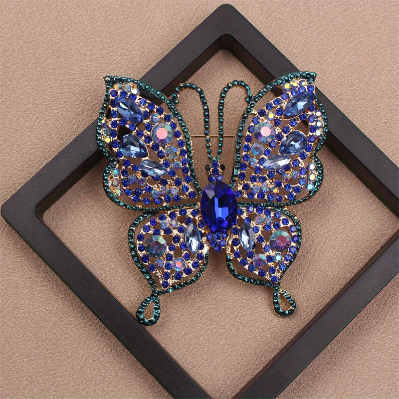 Rhinestone Butterfly Brooch for Women Jewelry Elegant Inlaid Design Gift Accessory