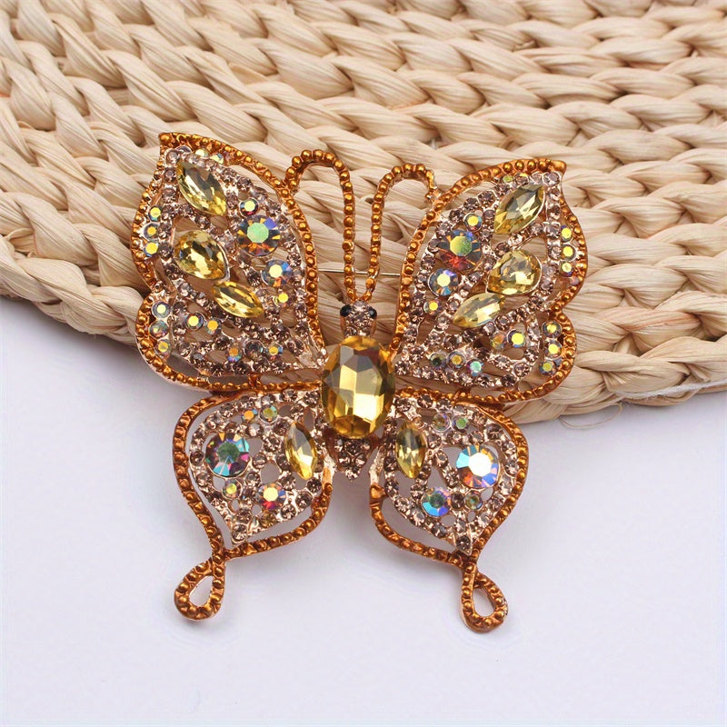 Rhinestone Butterfly Brooch for Women Jewelry Elegant Inlaid Design Gift Accessory