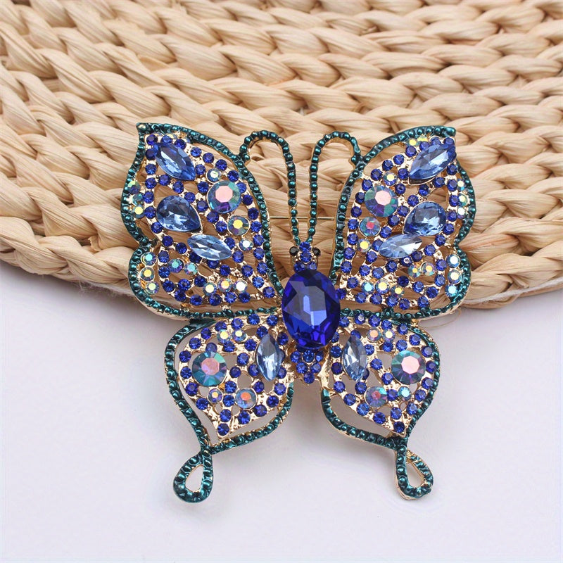 Rhinestone Butterfly Brooch for Women Jewelry Elegant Inlaid Design Gift Accessory